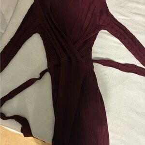 Guess Deep Burgundy Long Sleeve Dress